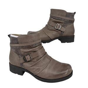 Earth‎ Origins Ankle Bootie Size 10 Gray Leather Randi Roland Side Zip Boot